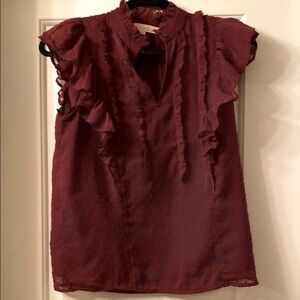 Ruffled Burgundy Women's Top